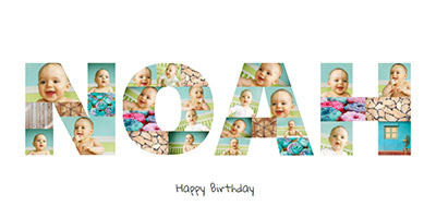 Letter Photo Collage for Birthday with Textbox