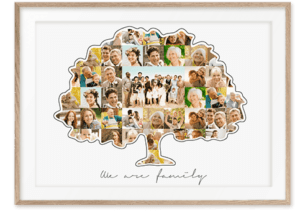 family tree collage with large photo framed
