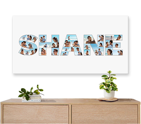 large photo collage letter shaped