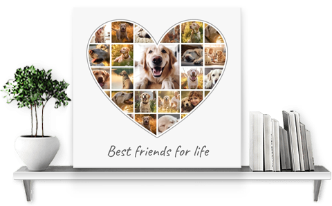 pet photo collage heart shaped