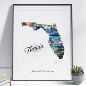 Customized Florida Photo Map Collage with Caption Sunshine State in a frame