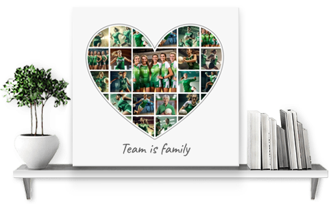 sport team heart collage shelf