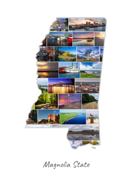 Mississippi-Collage filled with own photos