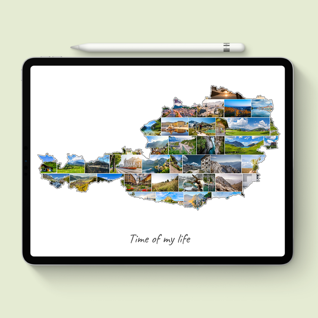 A Austria-Collage as digital file on iPad