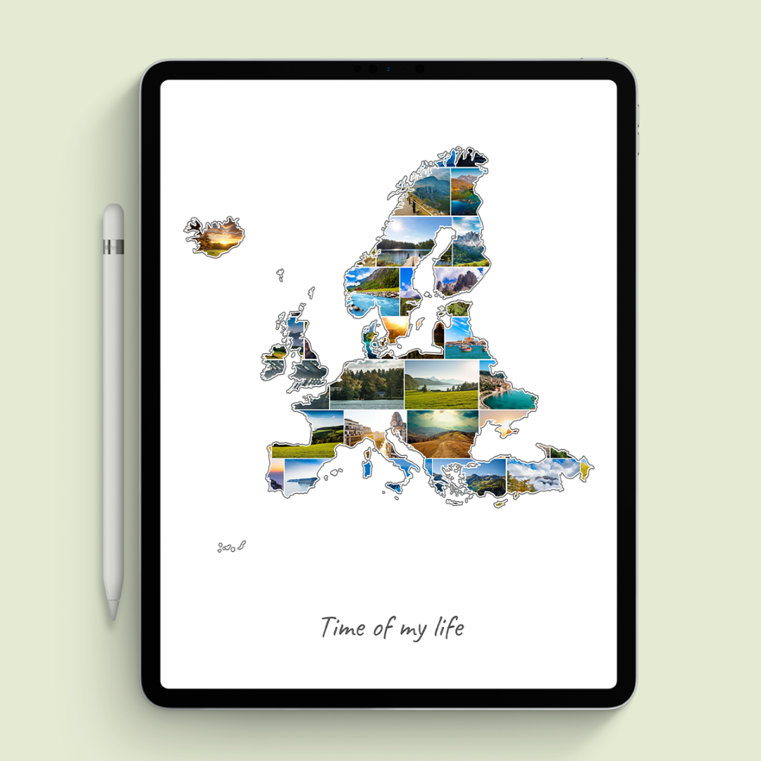 A Europe-Collage as digital file on iPad