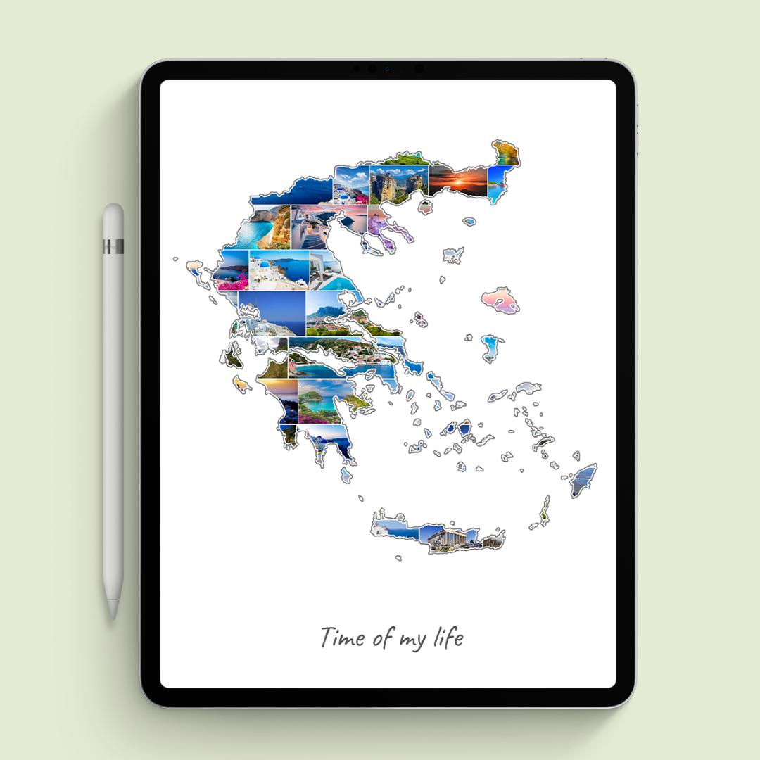 A Greece-Collage as digital file on iPad
