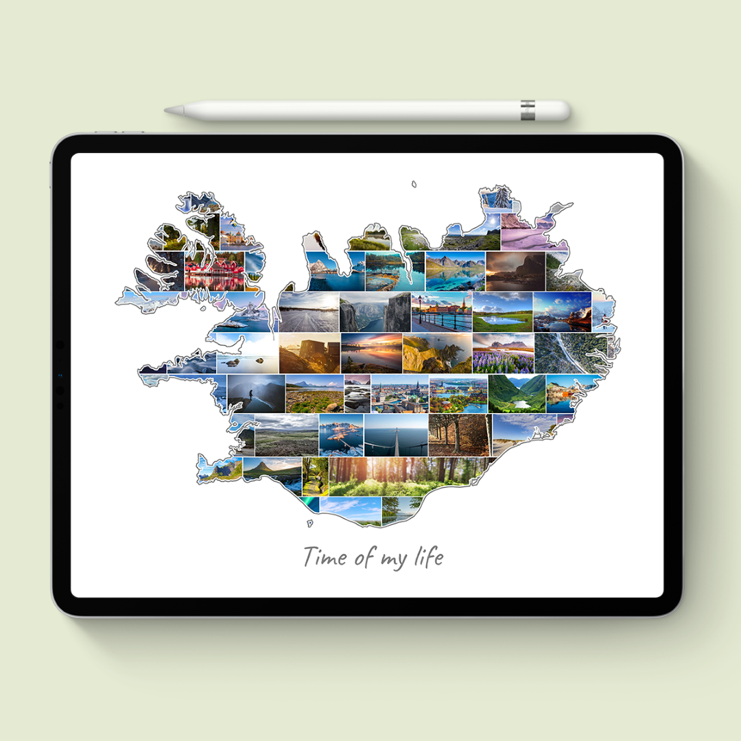 A Iceland-Collage as digital file on iPad
