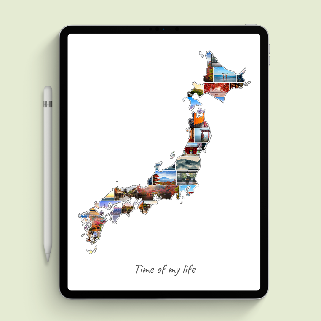 A Japan-Collage as digital file on iPad