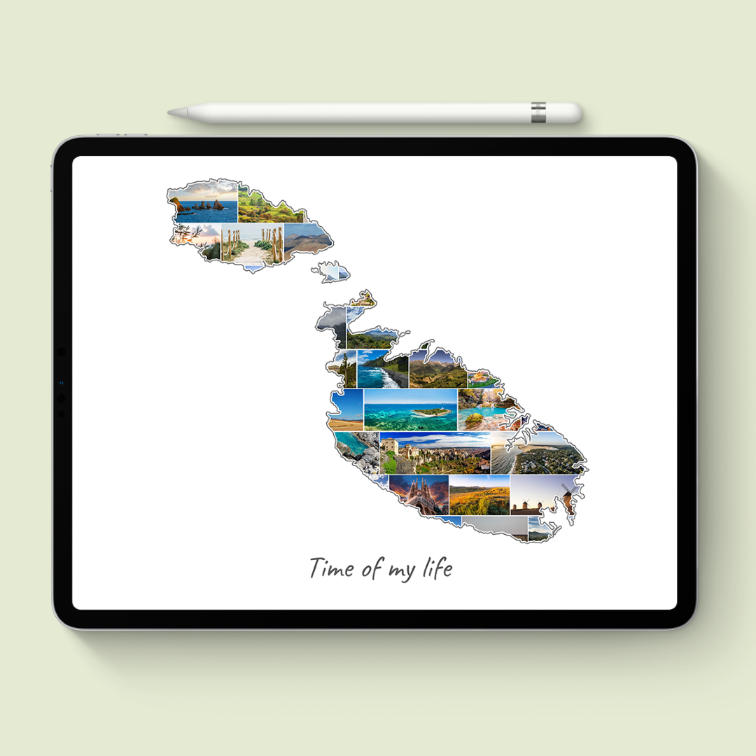 A Malta-Collage as digital file on iPad