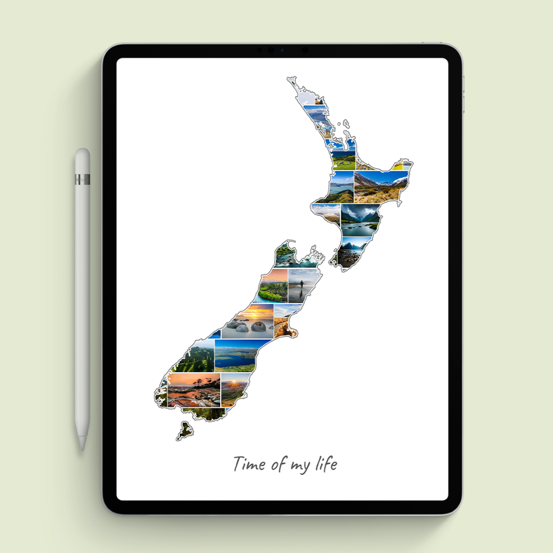 A New Zealand-Collage as digital file on iPad