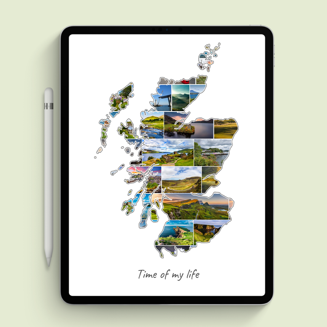 A Scotland-Collage as digital file on iPad