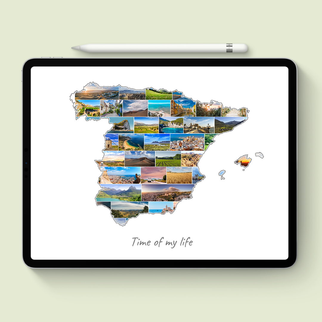 A Spain-Collage as digital file on iPad