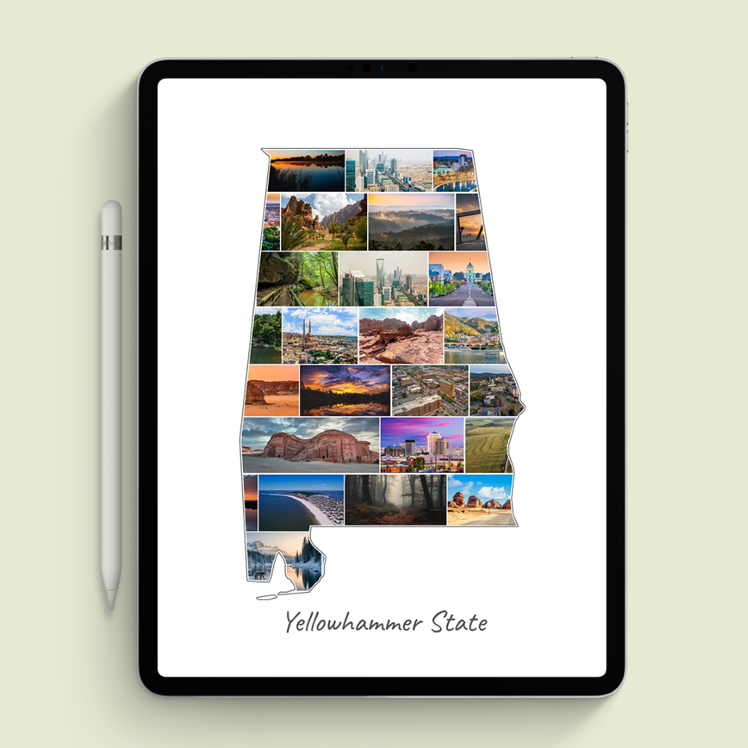 A Alabama-Collage as digital file on iPad