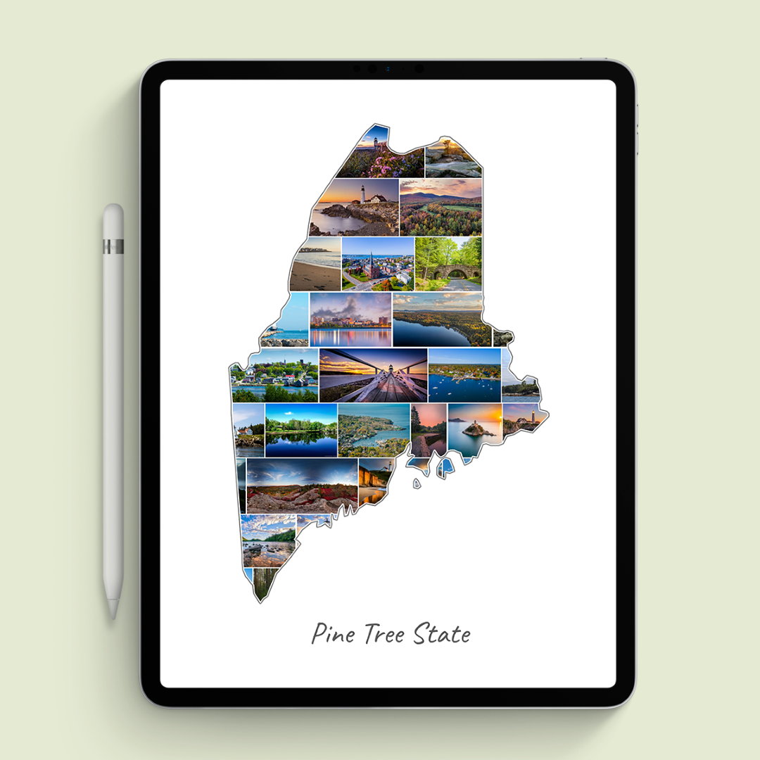 A Maine-Collage as digital file on iPad